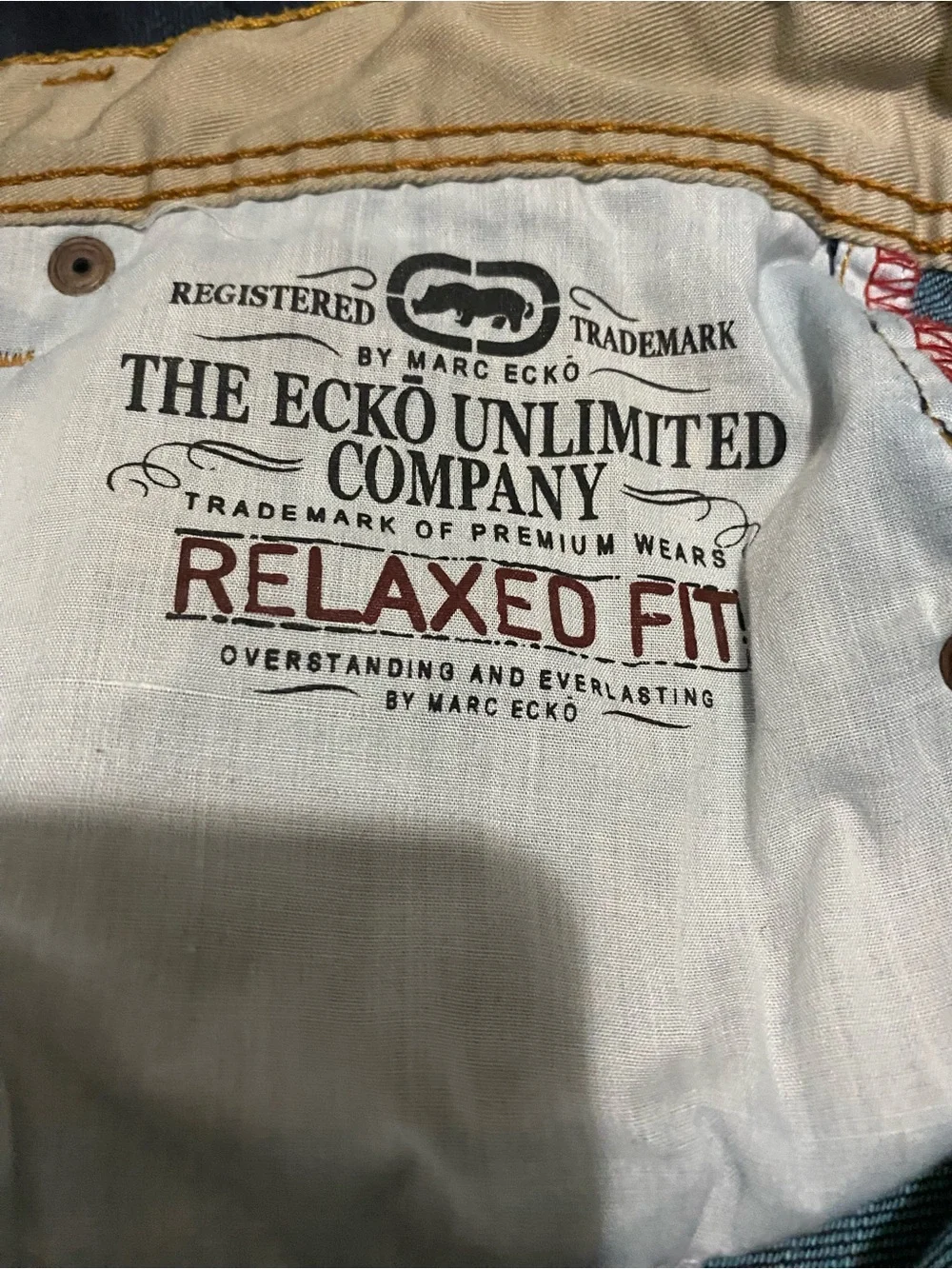 Vintage Ecko Unlimited Gold Script Embroidery Relaxed Fit Jeans Y2K Streetwear